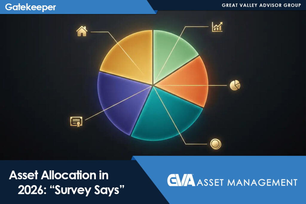 Colorful six-segment pie chart illustrating asset allocation, with icons connected to each slice (home, chart, chat, document, pie chart) and branding.